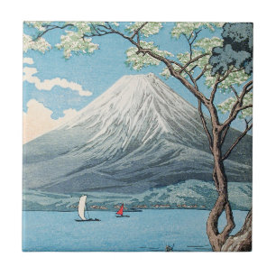 Vintage japanische Mount Fuji und Lake Yamanaka Ku Fliese
