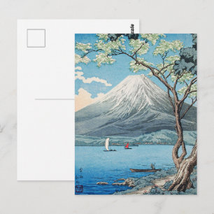 Vintage japanische Mount Fuji und Lake Yamanaka Ku Postkarte