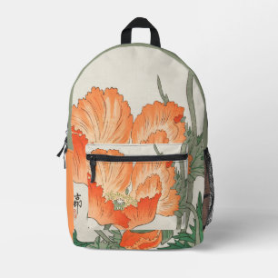 Vintage japanische orange Mohnblume, Ohara Koson Bedruckter Rucksack