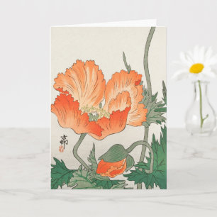 Vintage japanische Orange Poppy Blume, Ohara Koson Karte