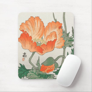 Vintage japanische Orange Poppy Blume, Ohara Koson Mousepad