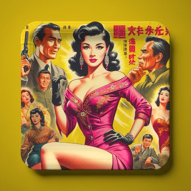 Vintage japanische Pulp-Frau Pappteller (Von Creator hochgeladen)