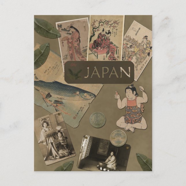 Vintage japanische Reisekarte Postkarte (Vorderseite)