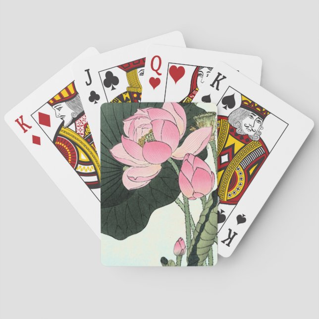 Vintage japanische Rosa Lotus Blume Poker Cards Spielkarten (Rückseite)