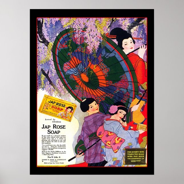 Vintage japanische Rose Seifenwerbung Poster (Vorne)
