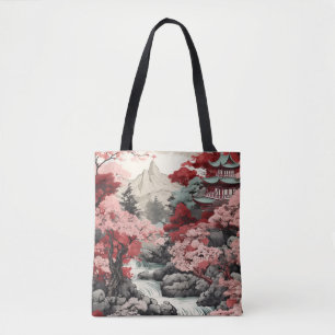Vintage japanische Sakura Tempelwaldszene