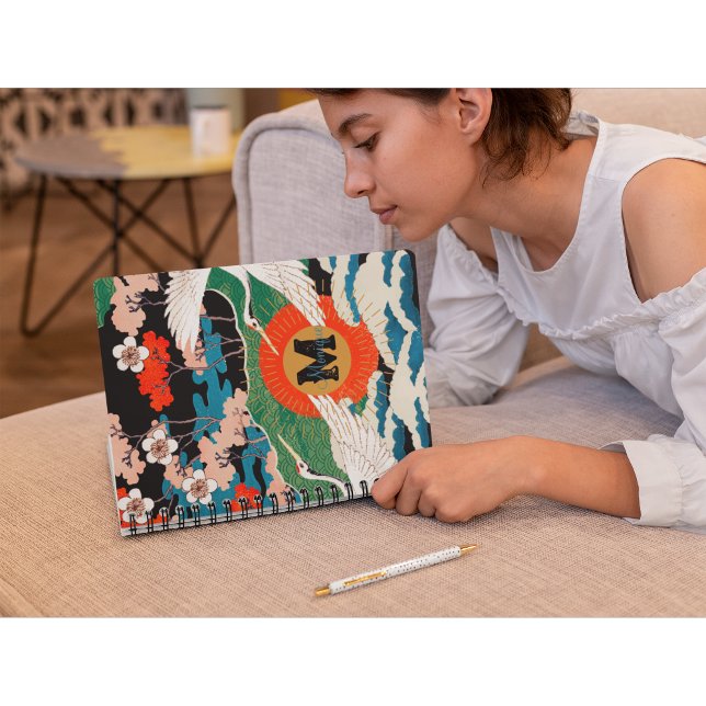 Vintage japanische Sakura- und Rotkronenkrane Notizblock (Von Creator hochgeladen)