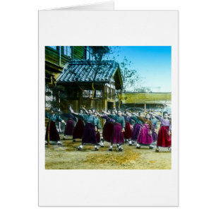 Vintage japanische Schulmädchen, die Japan ausüben