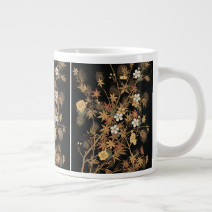 Vintage Japanische Schwarze Goldene Herbst Blumen Jumbo-Tasse