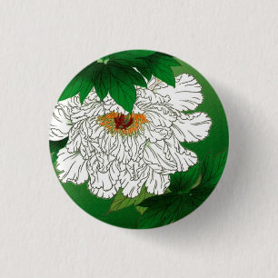 Vintage japanische Skizze für große weiße Peony Button