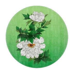 Vintage japanische Skizze für große weiße Peony Schneidebrett