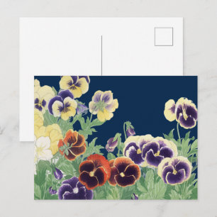 Vintage Japanische Stiefmütterchen-Blume Ukiyo-e B Postkarte