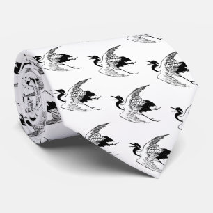 Vintage japanische Tintenzeichnung eines Krans Krawatte