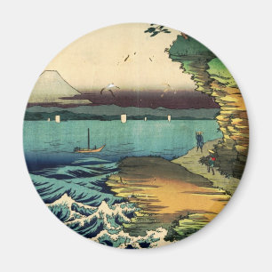 Vintage-Japanische Ukiyo-e Mt. Fuji 房州保田ノ海岸 Magnet