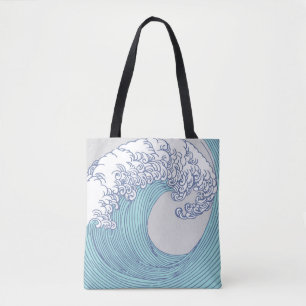 Vintage-Japanische Ukiyo-e-Surfwellen-Kunst Blaue