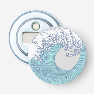 Vintage-Japanische Ukiyo-e-Surfwellen-Kunst Blaue Flaschenöffner