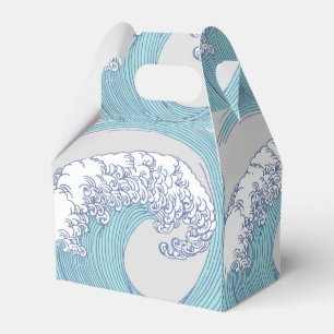 Vintage-Japanische Ukiyo-e-Surfwellen-Kunst Blaue  Geschenkschachtel