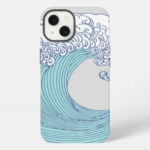 Vintage-Japanische Ukiyo-e-Surfwellen-Kunst Blaue  iPhone Hülle