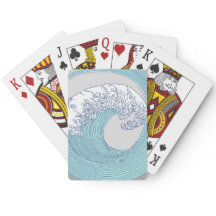 Vintage-Japanische Ukiyo-e-Surfwellen-Kunst Blaue
