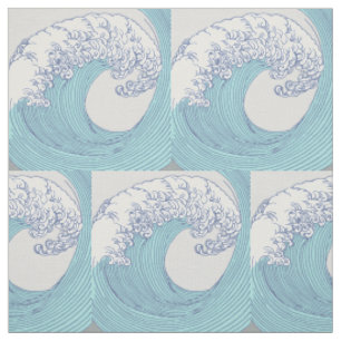 Vintage-Japanische Ukiyo-e-Surfwellen-Kunst Blaue  Stoff