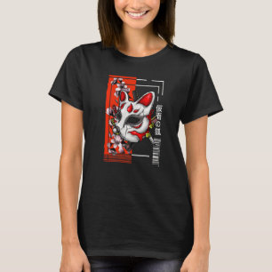 Vintage japanische urbane Retro MaskedFox Oni T-Shirt