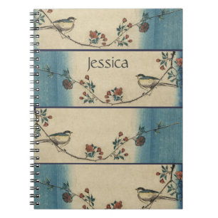 Vintage japanische Vogel- und Blütenkunst personal Notizblock
