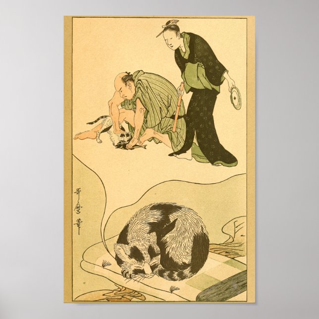 Vintage japanische Wall Art Cat Poster (Vorne)