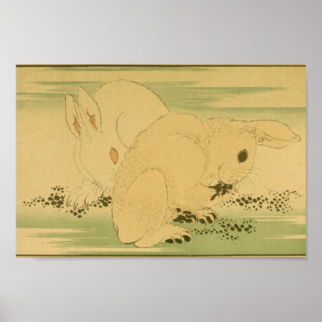 Vintage japanische Wall Art Rabbits Poster (Vorne)