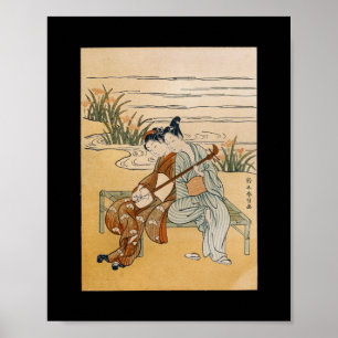Vintage japanische Wall Art Shamisen Poster