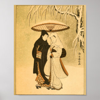 Vintage japanische Wall Art Woman Man Poster