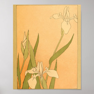 Vintage japanische Wandkunst Blumen Poster