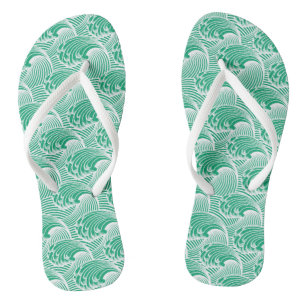 Vintage japanische Waves, Jade Green und White Flip Flops