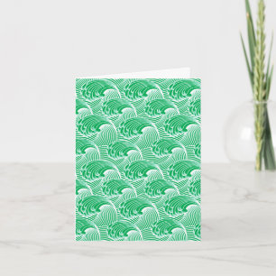 Vintage japanische Waves, Jade Green und White Karte