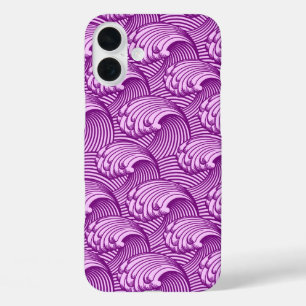 Vintage japanische Waves, Twilight Lila und Lilac iPhone 16 Plus Hülle