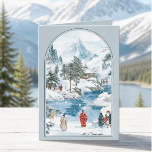 Vintage japanische Weihnachtskarte Feiertagskarte