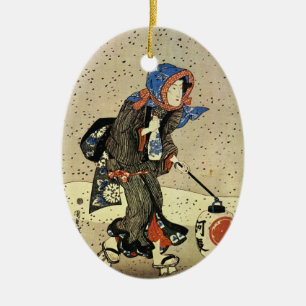 Vintage japanische Weihnachtsverzierung Keramikornament