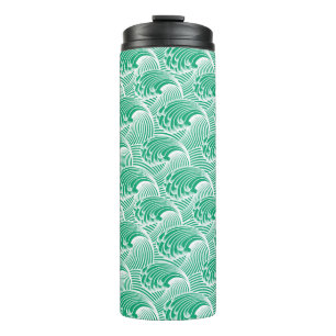 Vintage japanische Wellen, Jade Grün und Weiß Thermosbecher
