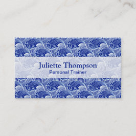 Vintage japanische Wellen, Kobalt-Blau und Weiß Visitenkarte