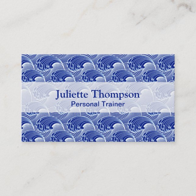 Vintage japanische Wellen, Kobalt-Blau und Weiß Visitenkarte (Vorderseite)