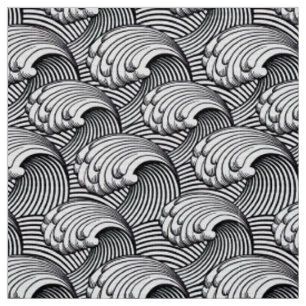 Vintage japanische Wellen, Schwarzweiss Stoff