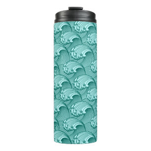 Vintage japanische Wellen, Türkis und Aqua Thermosbecher