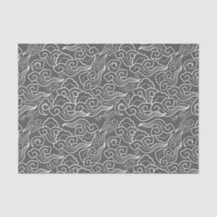 Vintage japanische Wolken, Graphitgrau/Grau Seidenpapier