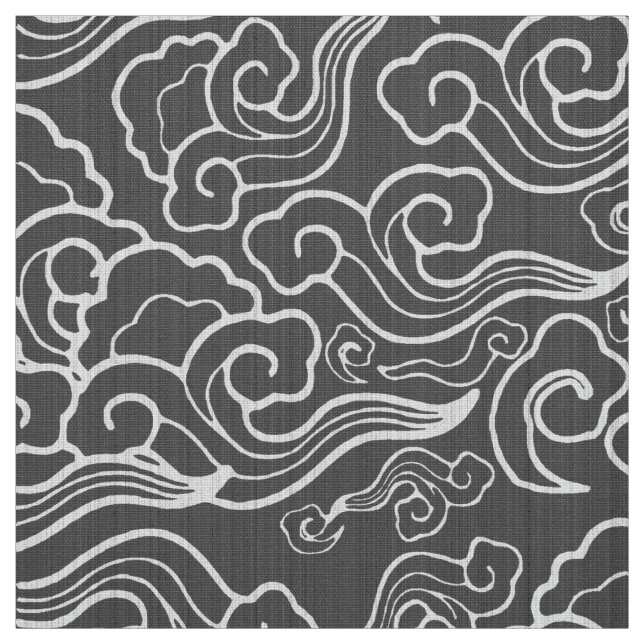 Vintage japanische Wolken, Graphitgrau/Grau Stoff (Muster)
