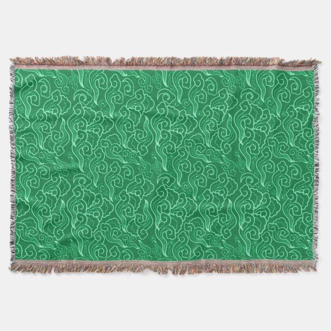 Vintage japanische Wolken, Jade Green Decke (Vorderseite)