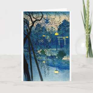 Vintage japanischer Abend in Blau Karte