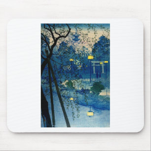 Vintage japanischer Abend in Blau Mousepad