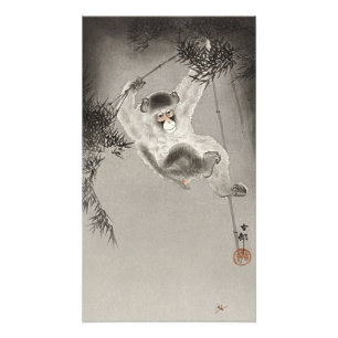 Vintage Japanischer Affe Bambus Kunst Druck