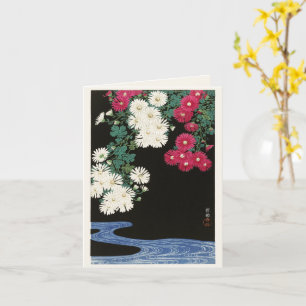 Vintage japanischer Blumen-Blockdruck Karte