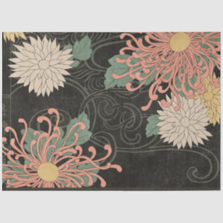 Vintage japanischer Chrysanthemen-Blumen-Dekor 2 Seidenpapier