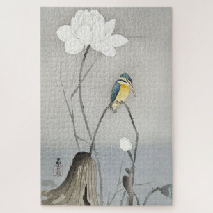 Vintage Japanischer Eisvogel mit Lotusblume Puzzle